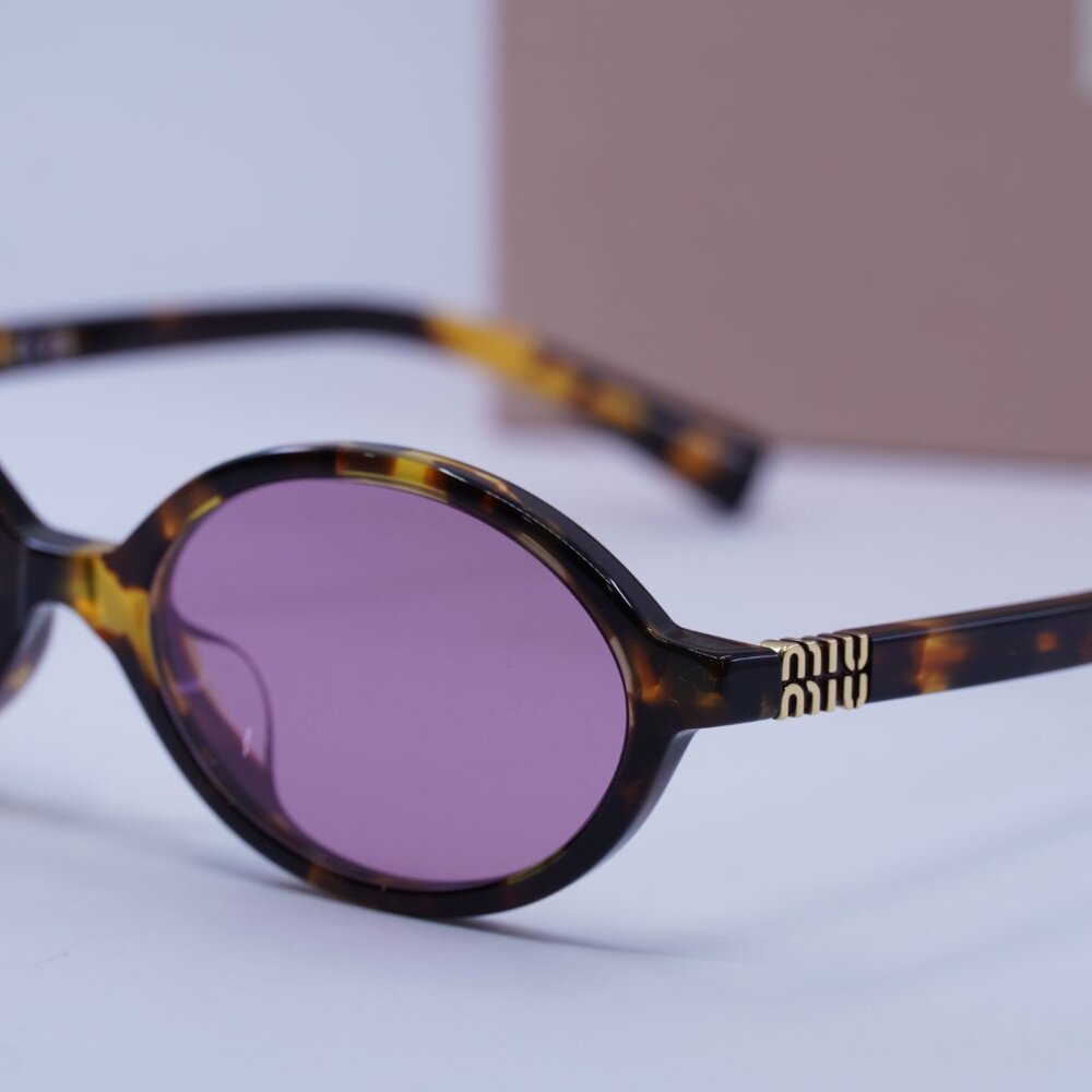 Miu Miu MU04ZSF VAU50D Oval Sunglasses – Honey Havana - Picture 12 of 16